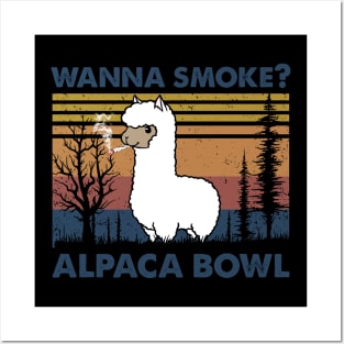 Llama Wanna Smoke Alpaca Bowl Vintage Shirt Posters and Art